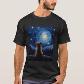犬の恋人ビンセント・ファンゴッホ星空の夜の犬おもしろいたち Tシャツ (正面)