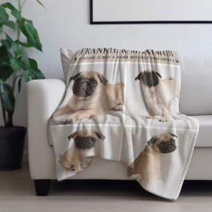 犬の恋人ベージュカスタム犬の名前フォトコラージュ フリースブランケット