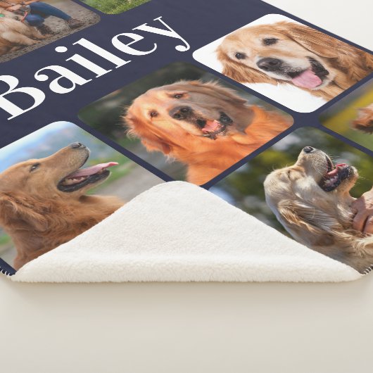 犬の恋人ペットの写真コラージモノグラムパーソナライズされた シェルパブランケット (3/4)
