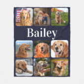 犬の恋人ペットの写真コラージモノグラムパーソナライズされた フリースブランケット (正面)