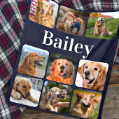 犬の恋人ペットの写真コラージモノグラムパーソナライズされた フリースブランケット