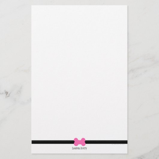 犬の恋人リトルホットピンクパーソナライズされたボーン 便箋 (正面)