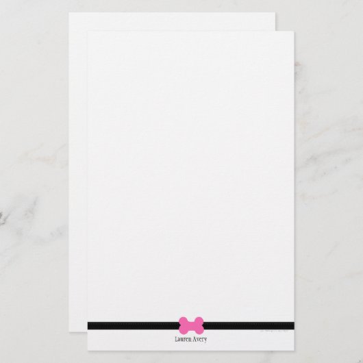 犬の恋人リトルホットピンクパーソナライズされたボーン 便箋 (正面/裏面)