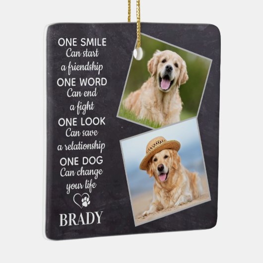 犬の恋人引用文キープサケパーソナライズされたペットの写真 セラミックオーナメント (右)