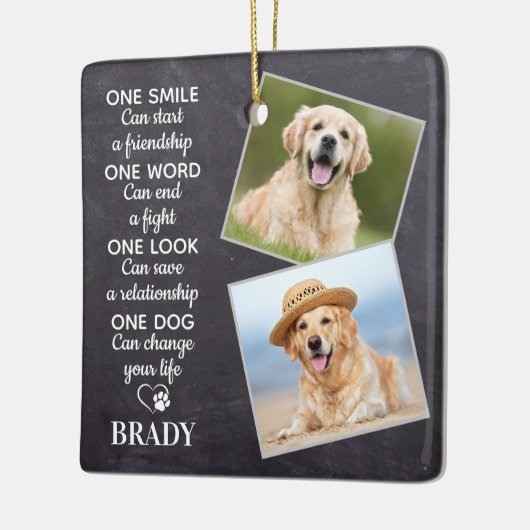 犬の恋人引用文キープサケパーソナライズされたペットの写真 セラミックオーナメント (左)