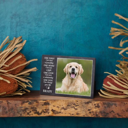 犬の恋人引用文キープサケパーソナライズされたペットの写真 フォトプラーク (側面)