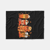 犬の恋人秋コーヒーカボキンスパイスラテアイドオート フリースブランケット (正面(横))