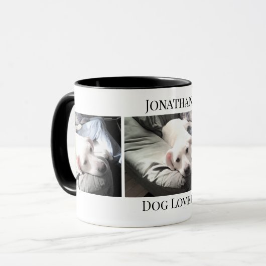 犬の恋人3写真かわいい子犬の名前をカスタムする マグカップ (正面左)