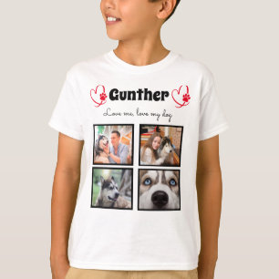 犬の恋人4カスタマイズ写真コラージュTシャツ少年 Tシャツ