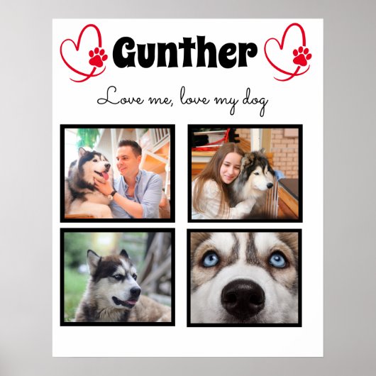 犬の恋人4枚の写真のコラージュカスタマイズ。 ポスター (正面)