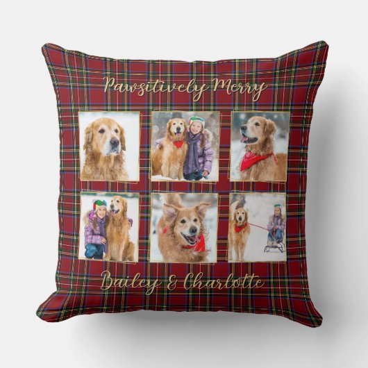 犬の恋人6写真のプレパーソナライズされたイドのクリスマス クッション (正面)