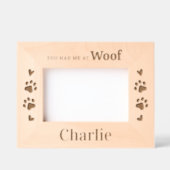 犬の恋人 – WOOF – 木製パーソナライズされた写真 レーザー彫刻フレーム (正面)