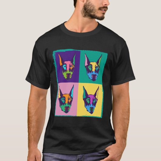 犬の恋人Iアートポップ・アートのドバーマン Tシャツ (正面)