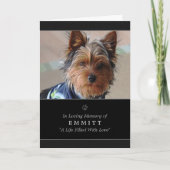 犬の悔やみや弔慰のカスタムな写真の記念カード-黒 案内状 (正面)