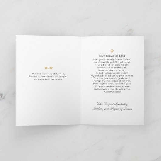 犬の悔やみや弔慰のカスタムな写真の記念カード-黒 案内状 (内部)