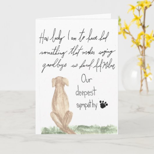 犬の悔やみや弔慰カード、ペットの損失 カード (黄色い花)