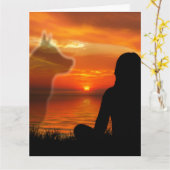 犬の悔やみや弔慰サンセット詩 カード (黄色い花)