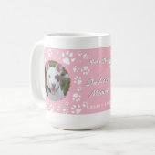 犬の悔やみや弔慰メモリアルあなたの写真ポープリントピンク コーヒーマグカップ (正面左)