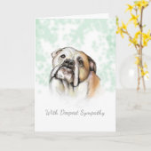 犬の悔やみや弔慰-ブルドッグ犬の悔やみや弔慰カード カード (黄色い花)