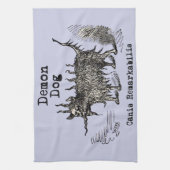 犬の悪魔ヴィンテージおもしろいかわいい キッチンタオル (縦)