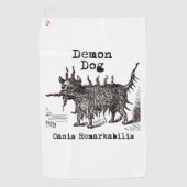 犬の悪魔ヴィンテージおもしろいかわいい ゴルフタオル (正面)