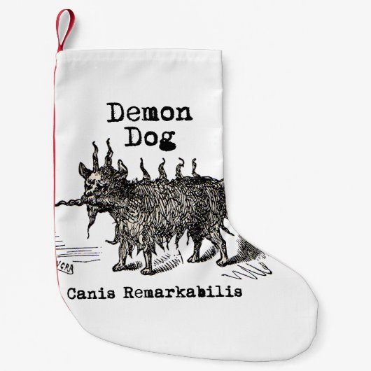 犬の悪魔ヴィンテージおもしろいかわいい スモールクリスマスストッキング (正面)