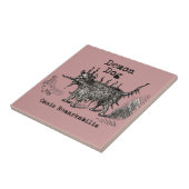 犬の悪魔ヴィンテージおもしろいかわいい タイル (側面)