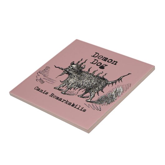 犬の悪魔ヴィンテージおもしろいかわいい タイル (側面)