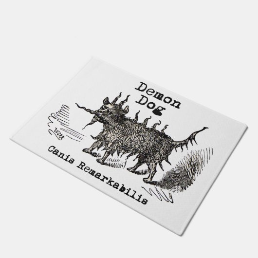 犬の悪魔ヴィンテージおもしろいかわいい ドアマット (アングル)