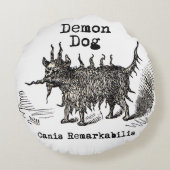犬の悪魔ヴィンテージおもしろいかわいい ラウンドクッション (裏面)