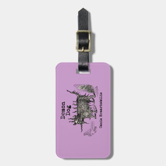 犬の悪魔ヴィンテージおもしろいかわいい ラゲッジタグ (正面縦)