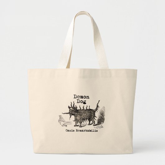 犬の悪魔ヴィンテージおもしろいかわいい ラージトートバッグ (正面)