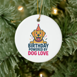 犬の愛がパワーをくれる誕生日イラスト セラミックオーナメント