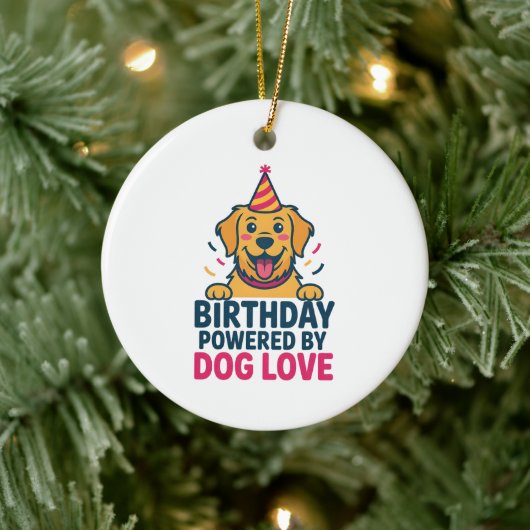 犬の愛がパワーをくれる誕生日イラスト セラミックオーナメント (ツリー)