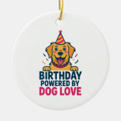 犬の愛がパワーをくれる誕生日イラスト セラミックオーナメント (正面)