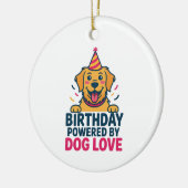 犬の愛がパワーをくれる誕生日イラスト セラミックオーナメント (左)
