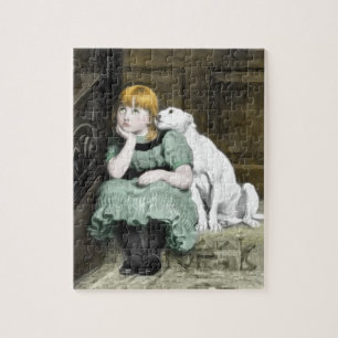 犬の愛し女ビクトリアンの絵画子 ジグソーパズル
