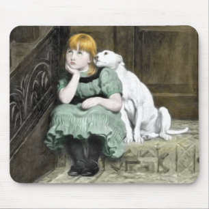 犬の愛する女ビクトリアンの絵画子 マウスパッド