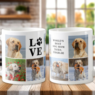 犬の愛のパーソナライズされた手8写真コラージュ コーヒーマグカップ