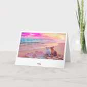 犬の愛のビーチ、ハートカード サンキューカード (裏面)