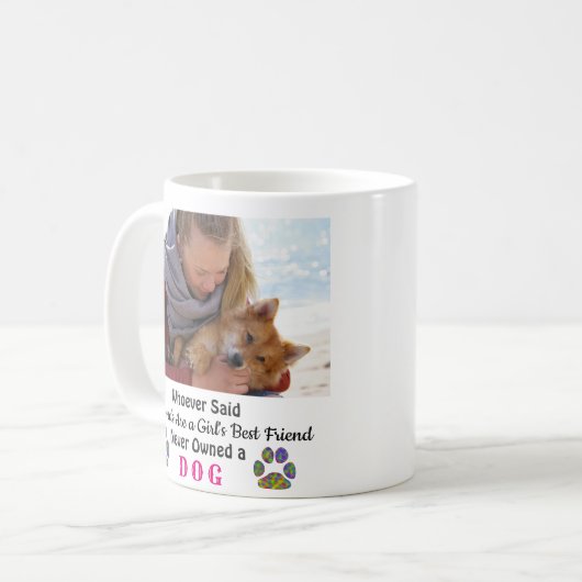 犬の愛の少女の最高の友達のペット写真 コーヒーマグカップ (正面左)