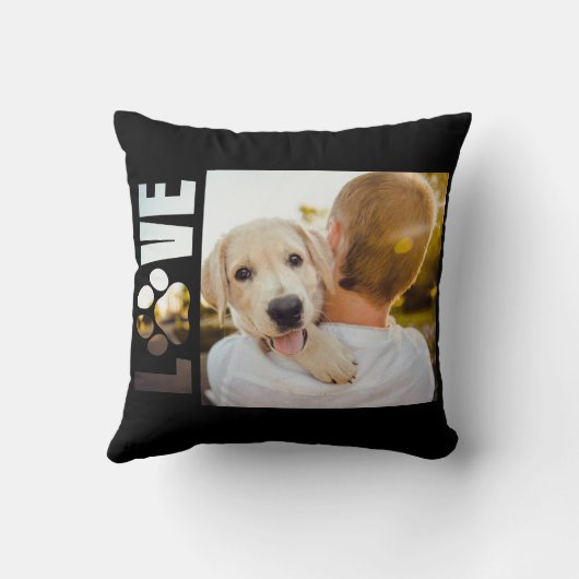 犬の愛の手の印刷を見る文字 クッション (裏面)