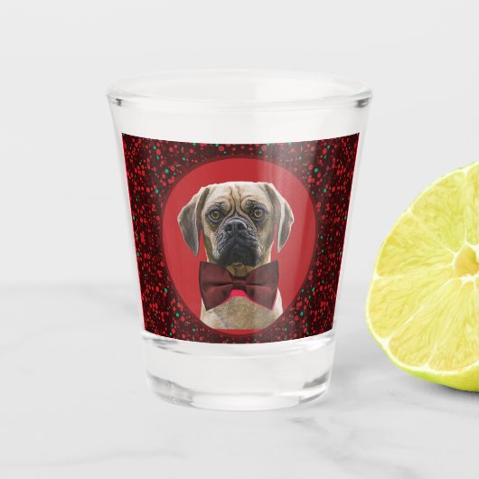 犬の愛スタイリッシュ者ママのためのYOUR PHOTO Christmas Pet ショットグラス (正面)