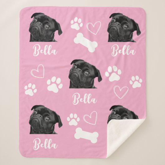 犬の愛パーソナライズされたペット5フォトコラージュ シェルパブランケット (正面)