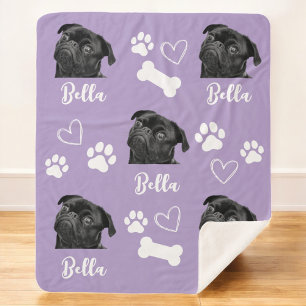 犬の愛パーソナライズされたペット5フォトコラージュ シェルパブランケット