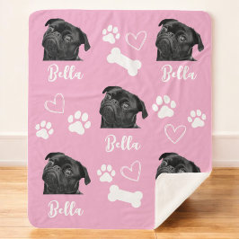 犬の愛パーソナライズされたペット5フォトコラージュ シェルパブランケット