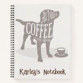 犬の愛パーソナライズされた者コーヒー愛好家の贈り物 ノートブック (正面)