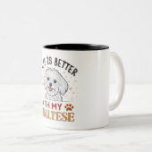 犬の愛人でマルチーズの方が暮らしが好い ツートーンマグカップ (正面右)