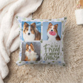 犬の愛最高の者の友人3写真かわいい前絵 クッション (ブランケット)