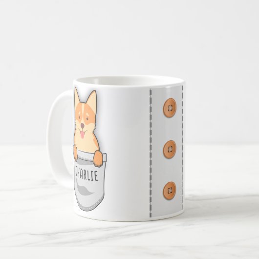 犬の愛犬トレーナーの恋人のための可愛いコーギ コーヒーマグカップ (正面左)